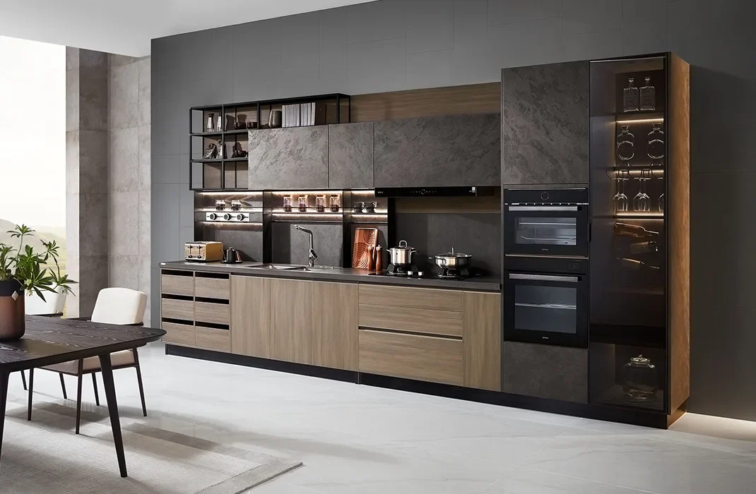 About us modern-small-one-wall-fitted-wood-veneer-kitchen-cabinets
